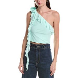 Afrm Womens  Kellon One Shoulder Crop Top, Blue